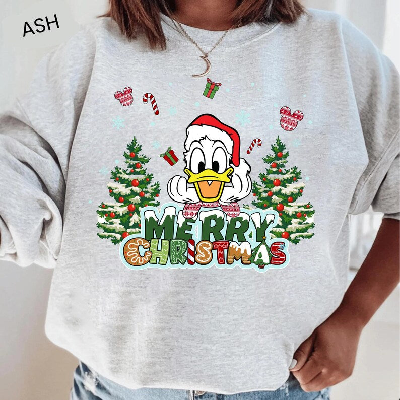 Disney Donald Duck Christmas Sweatshirt, Disney Family Christmas Shirt, Retro Disney Holiday Shirt, Mickey And Friends Christmas Sweatshirt