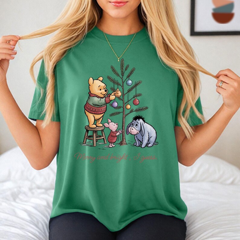 Merry and Bright, I Guess Shirt Vintage Winnie-the-Pooh & Eeyore Christmas Tee