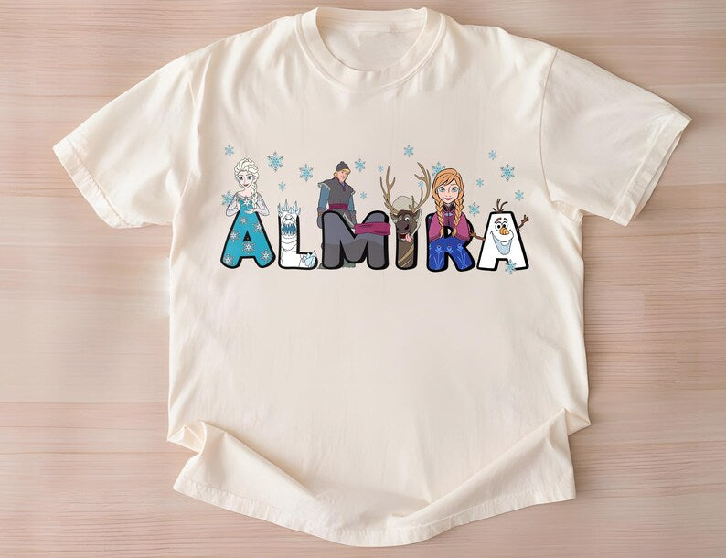 Custom Name Disney Frozen Shirt, Personalized Disney Elsa Anna Olaf Kristoff Sven Tshirt, Disneyland Vacation Holiday Family, Magic Kingdom