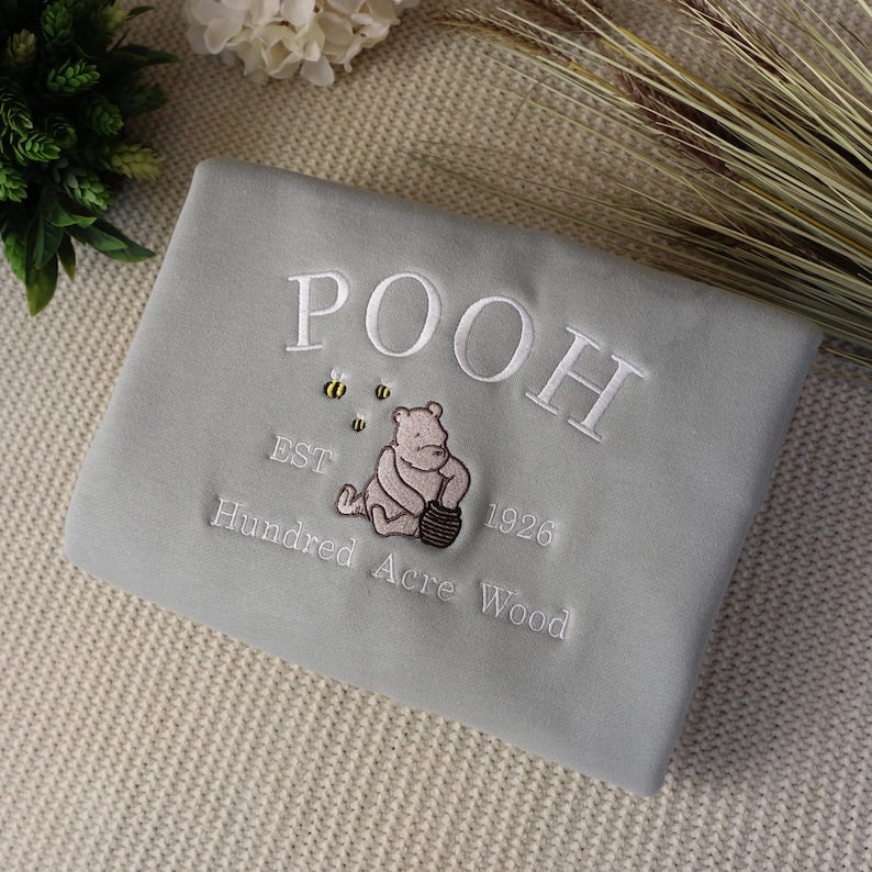 Embroidered Winnie The Pooh Crewneck | Pooh, Piglet, Tigger, Eeyore