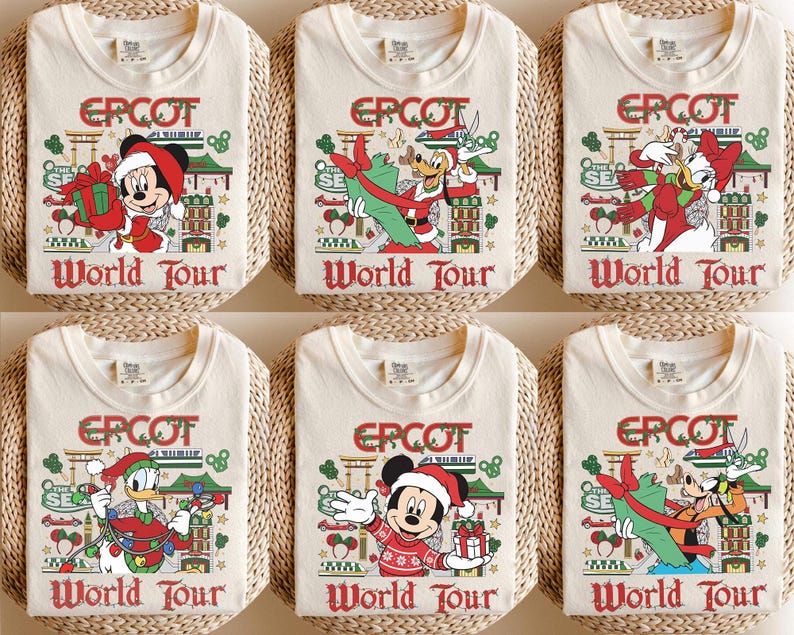 EPCOT Christmas Sweatshirt Disney World Tour Shirt, Mickey Minnie Donald Daisy Goofy Pluto Holiday Tee, Disney Family Xmas Shirt