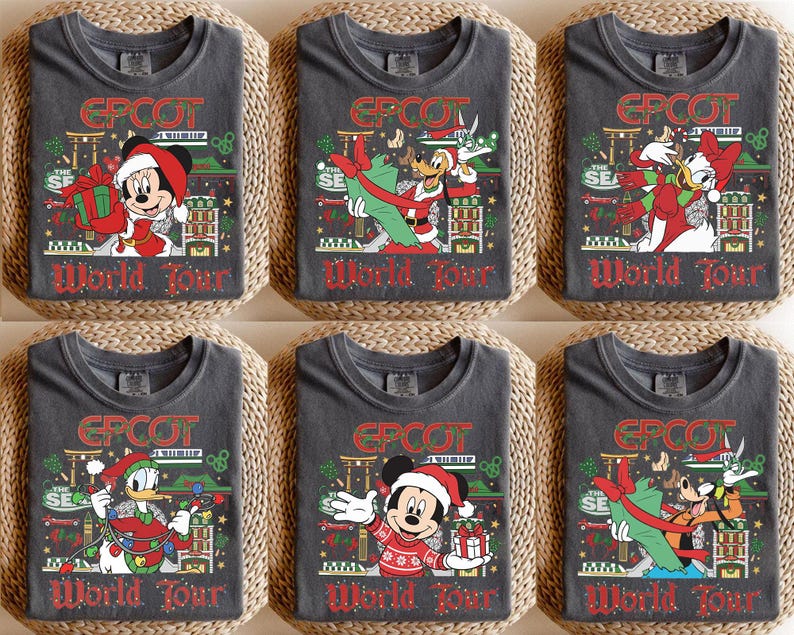 EPCOT Christmas Sweatshirt Disney World Tour Shirt, Mickey Minnie Donald Daisy Goofy Pluto Holiday Tee, Disney Family Xmas Shirt