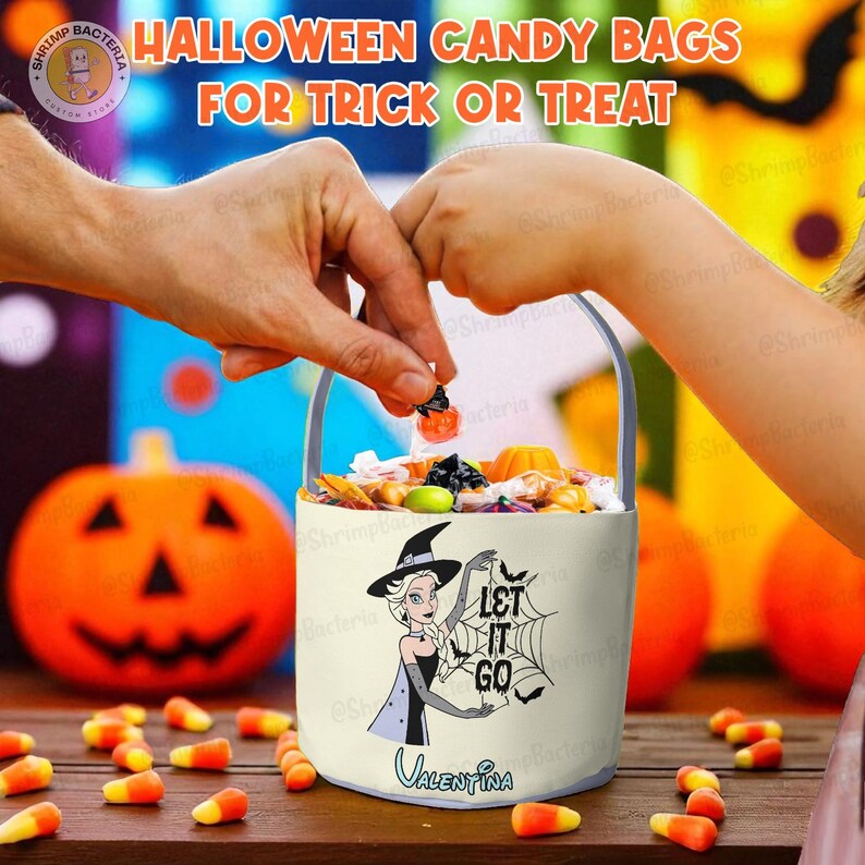 Disney Frozen Princess Trick or Treat Basket, Trick or Treat Halloween Basket with Name, Let It Go Elsa Birthday Girl Gifts, Gift For Kids