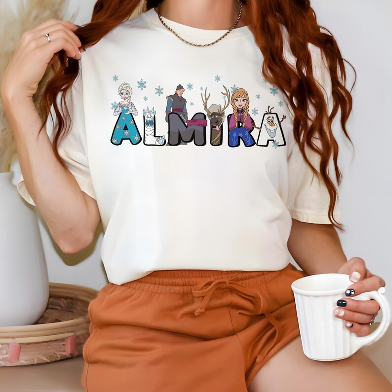 Custom Name Disney Frozen Shirt, Personalized Disney Elsa Anna Olaf Kristoff Sven Tshirt, Disneyland Vacation Holiday Family, Magic Kingdom