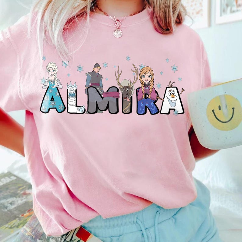 Custom Name Disney Frozen Shirt, Personalized Disney Elsa Anna Olaf Kristoff Sven Tshirt, Disneyland Vacation Holiday Family, Magic Kingdom