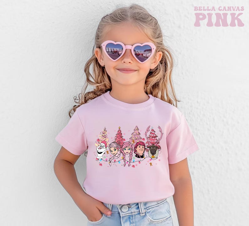 Disney Frozen Pink Christmas T-Shirt, Disneyland Family Vacation Gift, Merry Christmas Sweatshirt, Xmas Gift, Comfort Colors T-Shirt