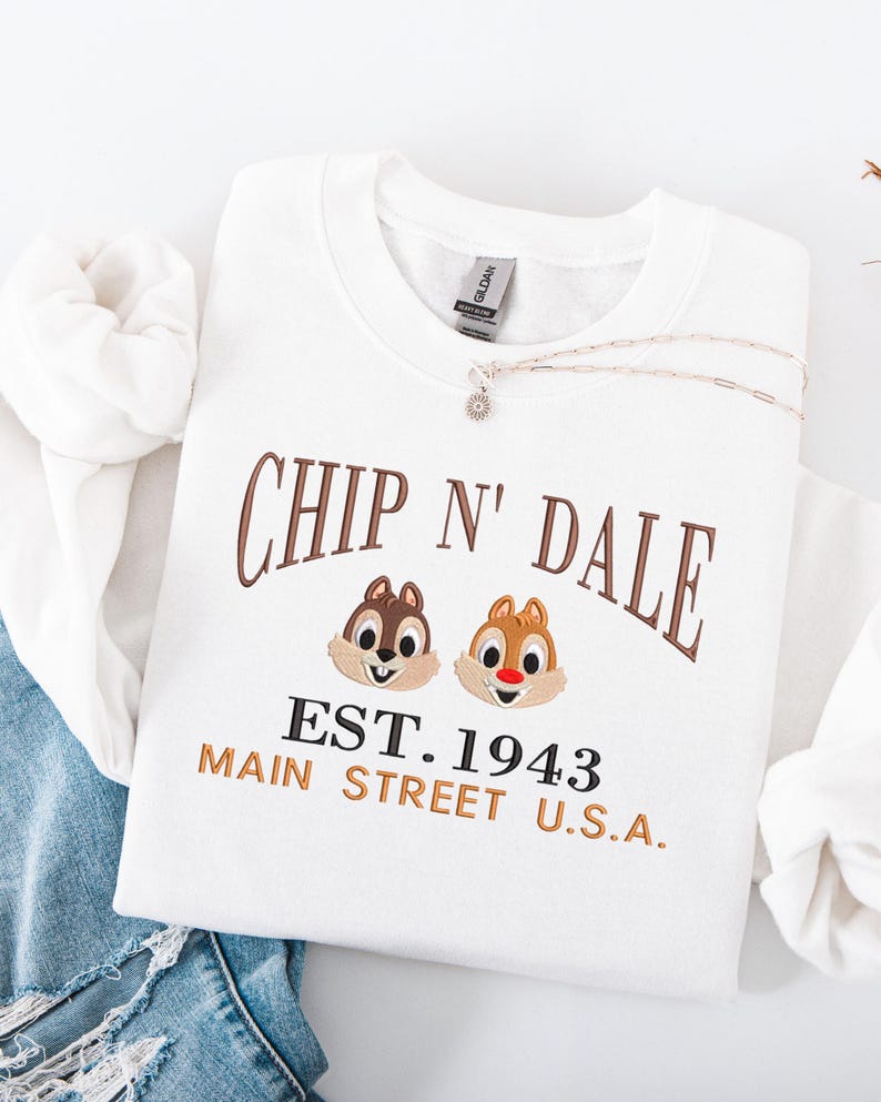 Embroidered Chip n' Dale Sweatshirt: Mouse Characters Established 1993 shirt
