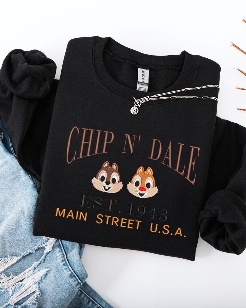 Embroidered Chip n' Dale Sweatshirt: Mouse Characters Established 1993 shirt