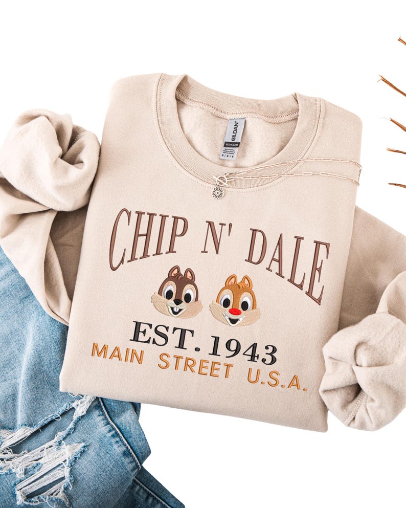 Embroidered Chip n' Dale Sweatshirt: Mouse Characters Established 1993 shirt