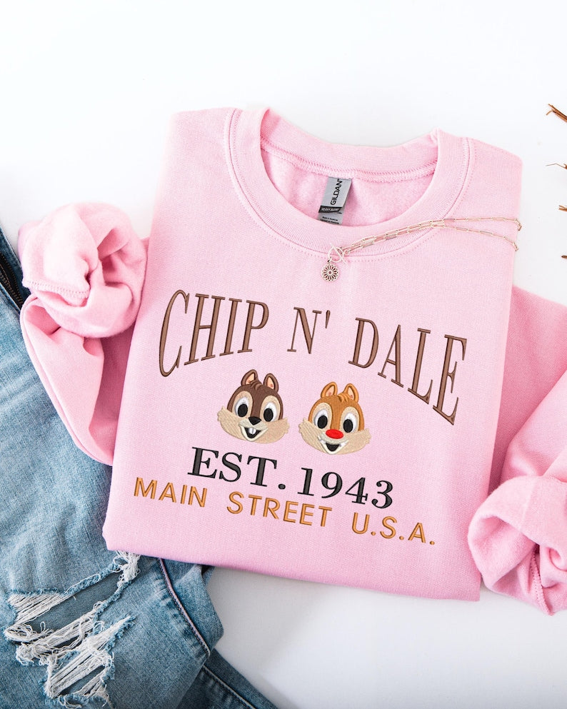 Embroidered Chip n' Dale Sweatshirt: Mouse Characters Established 1993 shirt