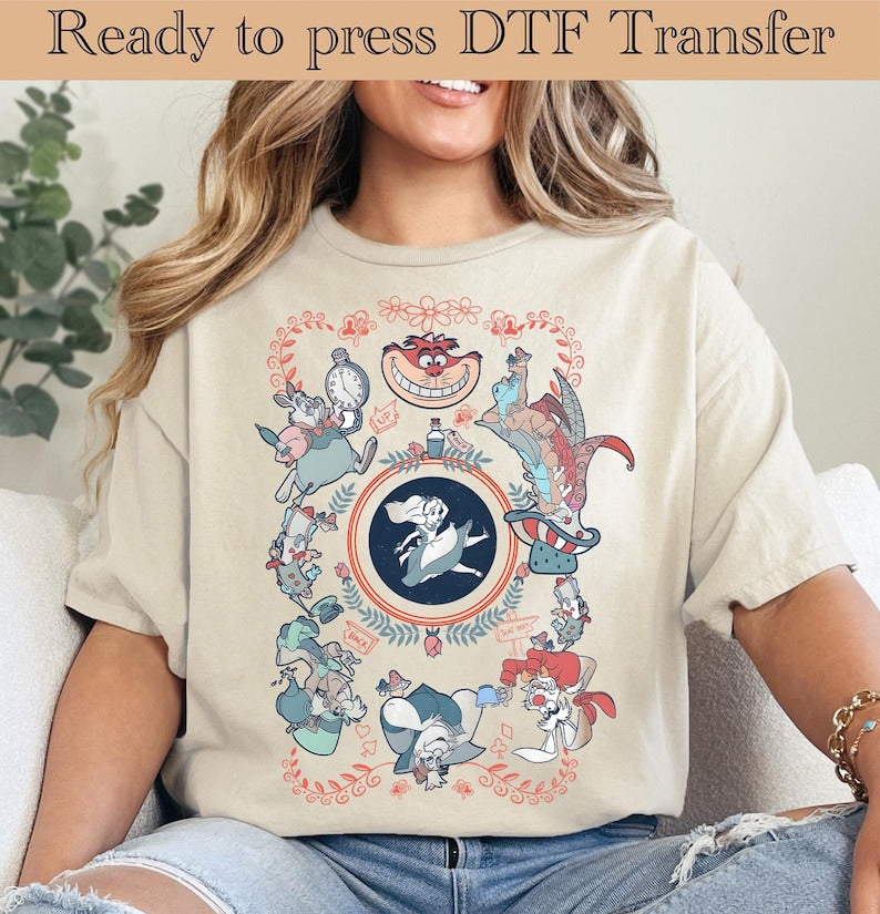 Alice in Wonderland Mad Hatter Tea Party DTF Transfer, Alice in Wonderland DTF, Alice Ready To Press, Birthday Girl Tee,Princess Alice Shirt