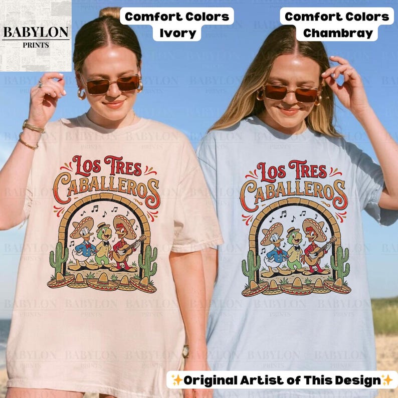 Vintage Los Tres Caballeros Shirt: Donald Duck Panchito José Carioca Tee, Disney Mexico Pavilion Shirt, Retro Disney Parks Matching Tees