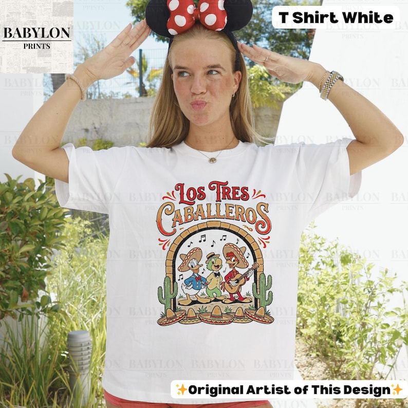 Vintage Los Tres Caballeros Shirt: Donald Duck Panchito José Carioca Tee, Disney Mexico Pavilion Shirt, Retro Disney Parks Matching Tees