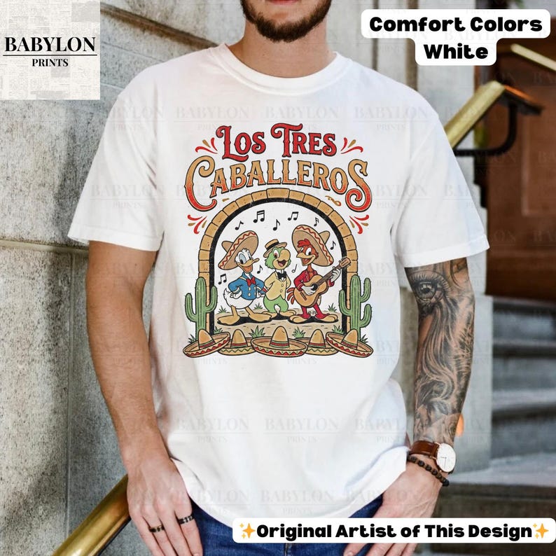 Vintage Los Tres Caballeros Shirt: Donald Duck Panchito José Carioca Tee, Disney Mexico Pavilion Shirt, Retro Disney Parks Matching Tees