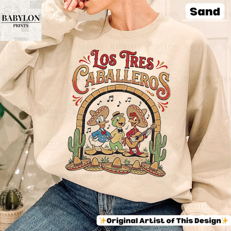Vintage Los Tres Caballeros Shirt: Donald Duck Panchito José Carioca Tee, Disney Mexico Pavilion Shirt, Retro Disney Parks Matching Tees