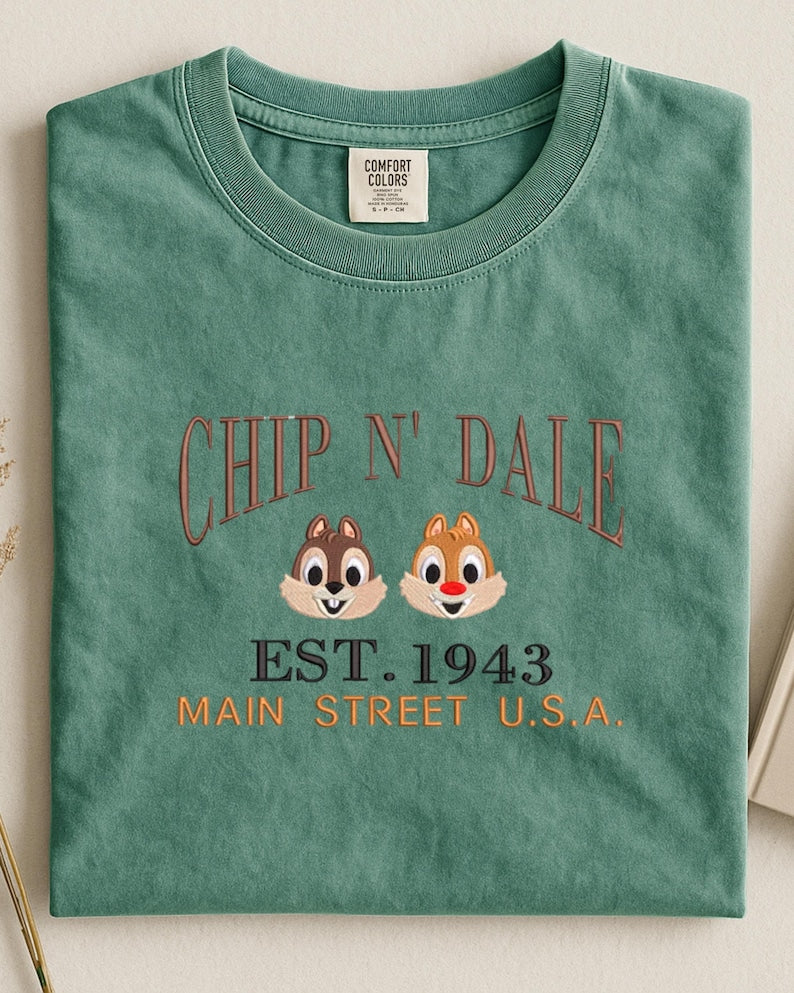 Embroidered Chip n' Dale Sweatshirt: Mouse Characters Established 1993 shirt