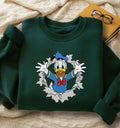 Embroidered Cartoon Duck Sweatshirt, Theme Park Family Matching, Fairytale Trip Tee