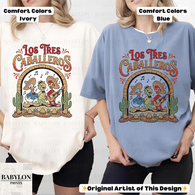 Vintage Los Tres Caballeros Shirt: Donald Duck Panchito José Carioca Tee, Disney Mexico Pavilion Shirt, Retro Disney Parks Matching Tees