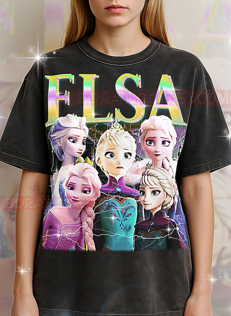 Elsa, Frozen T-Shirt, Vintage Princess Animated Heroine Family Film Tee, 90s Retro Throwback, Elsa, Frozen Sweater