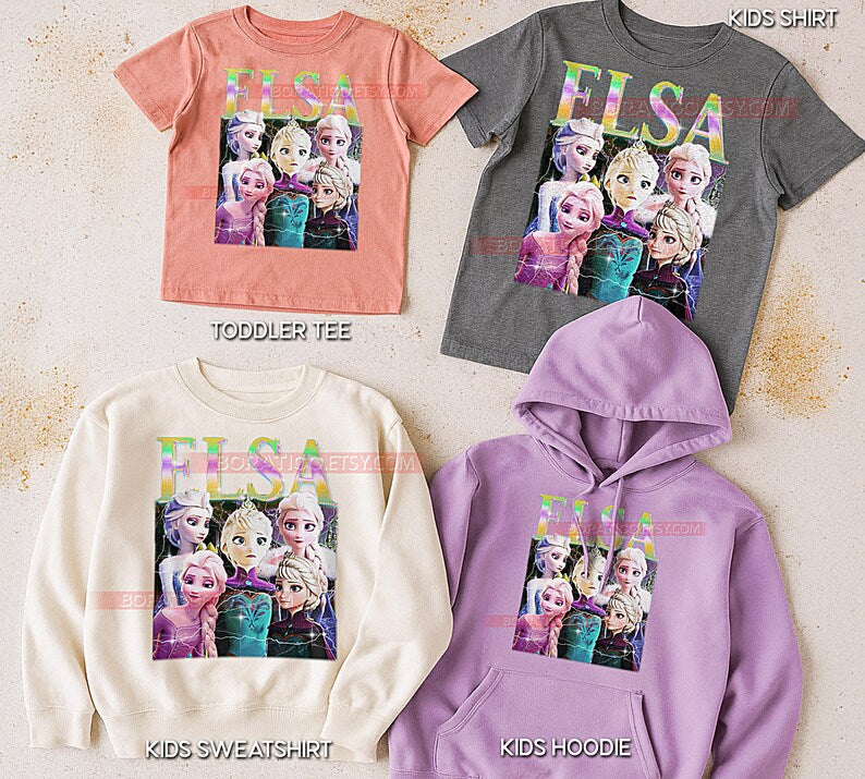 Elsa, Frozen T-Shirt, Vintage Princess Animated Heroine Family Film Tee, 90s Retro Throwback, Elsa, Frozen Sweater