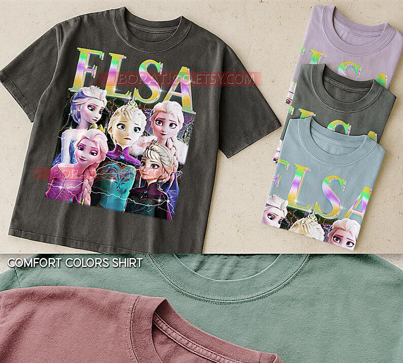 Elsa, Frozen T-Shirt, Vintage Princess Animated Heroine Family Film Tee, 90s Retro Throwback, Elsa, Frozen Sweater