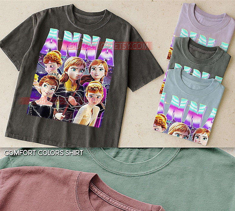 Anna, Frozen T-Shirt, Vintage Princess Animated Heroine Family Film Tee, 90s Retro Throwback, Anna, Frozen Sweater