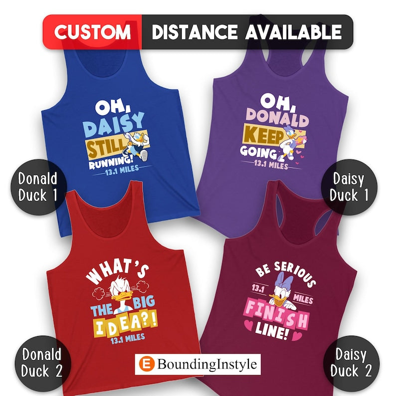 Donald and Daisy Running 13.1 Miles Tank Top, runDisney, WDW Marathon Weekend 2026, Runner 5K, 10K, Half Marathon, Disneyland Tank Tops