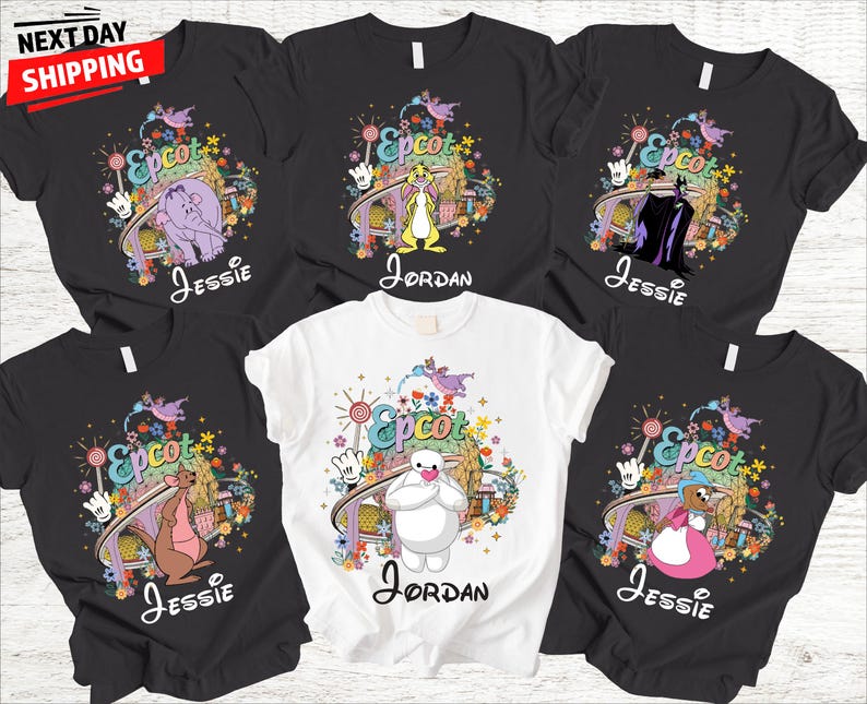 Personalized Disney Epcot Character Shirt, Custom Epcot Family Matching Tee, Disney World Trip Shirt