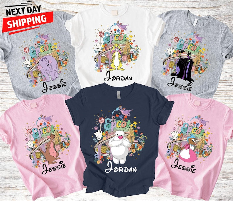 Personalized Disney Epcot Character Shirt, Custom Epcot Family Matching Tee, Disney World Trip Shirt