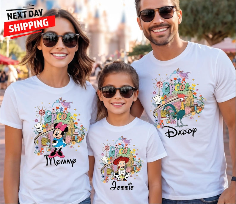 Personalized Disney Epcot Character Shirt, Custom Epcot Family Matching Tee, Disney World Trip Shirt