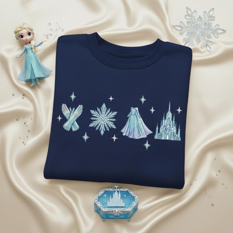 Embroidered Elsa Sweatshirt, Disney Princess Shirt, Magical Castle Tee, Disneyland Girls Trip Shirts, Frozen Princess Crewneck