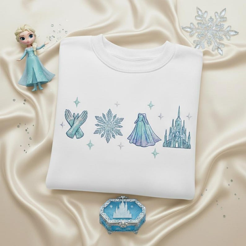 Embroidered Elsa Sweatshirt, Disney Princess Shirt, Magical Castle Tee, Disneyland Girls Trip Shirts, Frozen Princess Crewneck