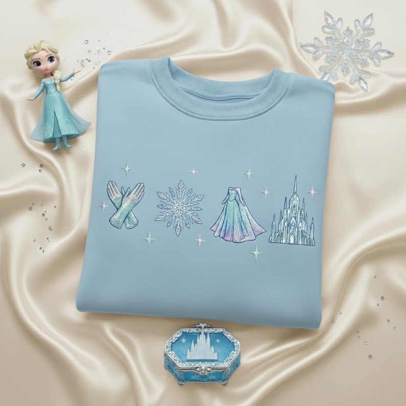 Embroidered Elsa Sweatshirt, Disney Princess Shirt, Magical Castle Tee, Disneyland Girls Trip Shirts, Frozen Princess Crewneck