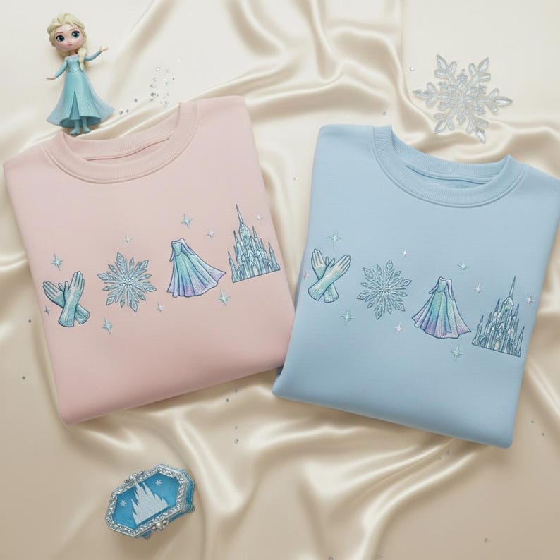 Embroidered Elsa Sweatshirt, Disney Princess Shirt, Magical Castle Tee, Disneyland Girls Trip Shirts, Frozen Princess Crewneck