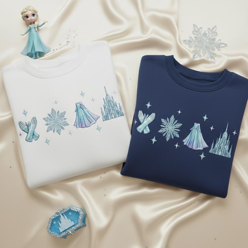 Embroidered Elsa Sweatshirt, Disney Princess Shirt, Magical Castle Tee, Disneyland Girls Trip Shirts, Frozen Princess Crewneck