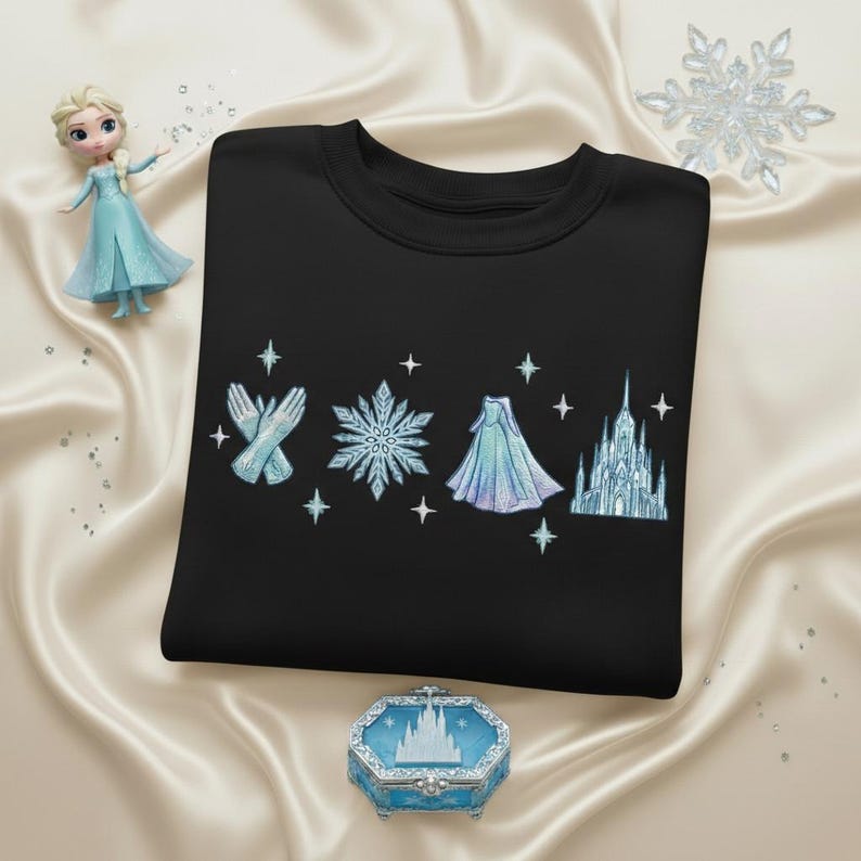 Embroidered Elsa Sweatshirt, Disney Princess Shirt, Magical Castle Tee, Disneyland Girls Trip Shirts, Frozen Princess Crewneck