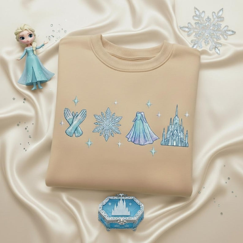 Embroidered Elsa Sweatshirt, Disney Princess Shirt, Magical Castle Tee, Disneyland Girls Trip Shirts, Frozen Princess Crewneck