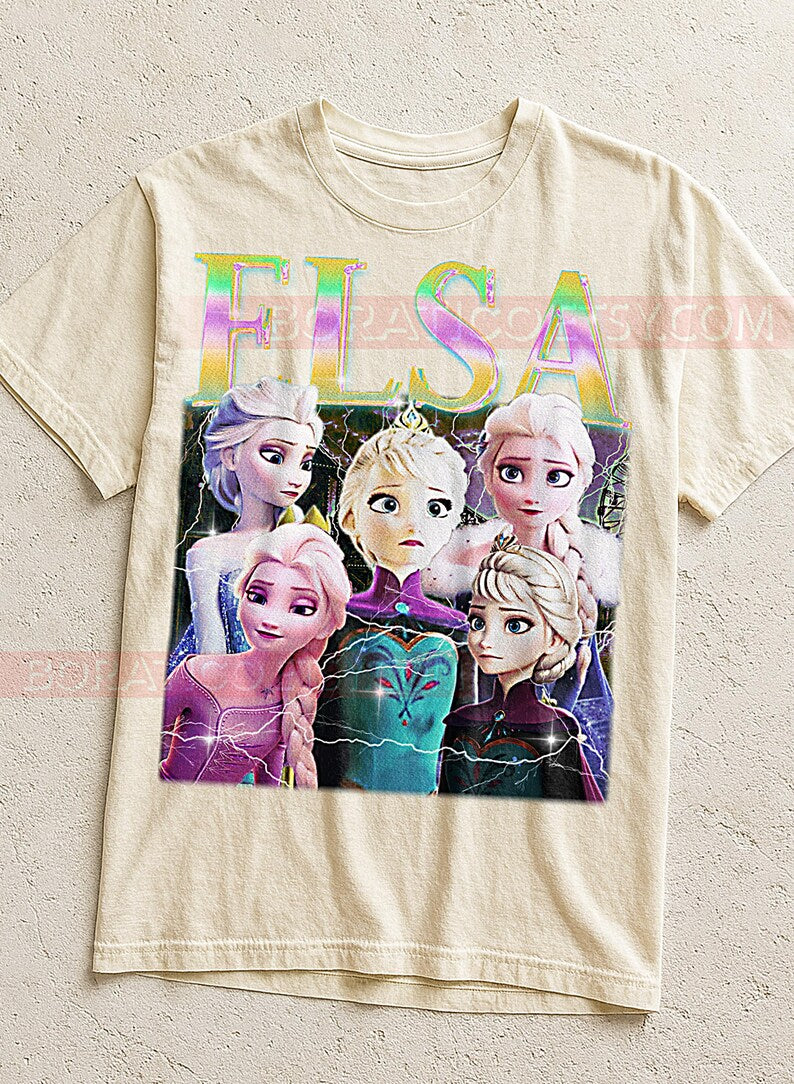 Elsa, Frozen T-Shirt, Vintage Princess Animated Heroine Family Film Tee, 90s Retro Throwback, Elsa, Frozen Sweater