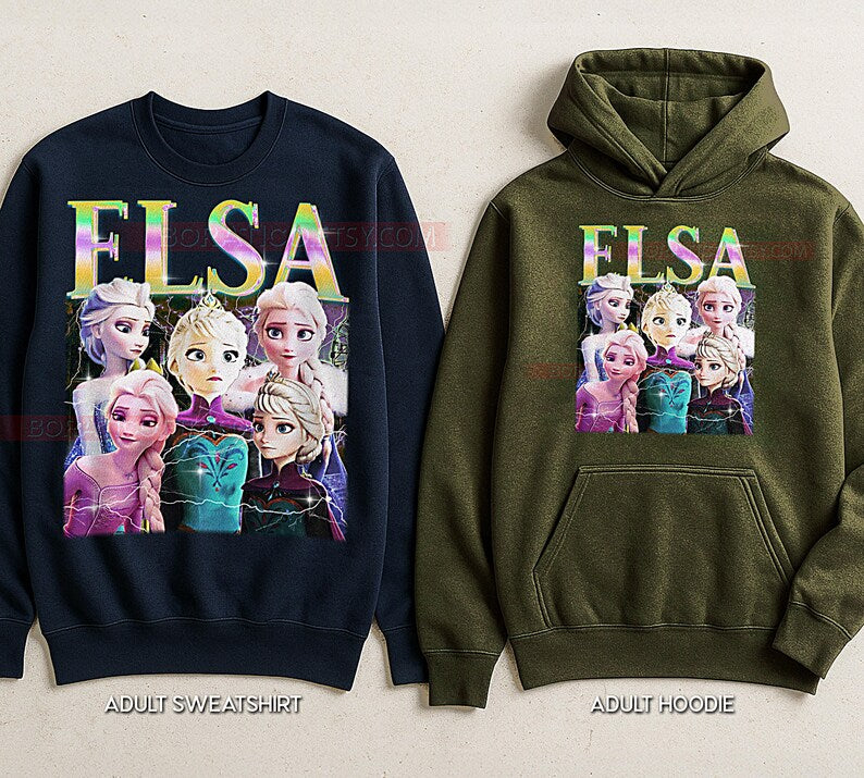 Elsa, Frozen T-Shirt, Vintage Princess Animated Heroine Family Film Tee, 90s Retro Throwback, Elsa, Frozen Sweater