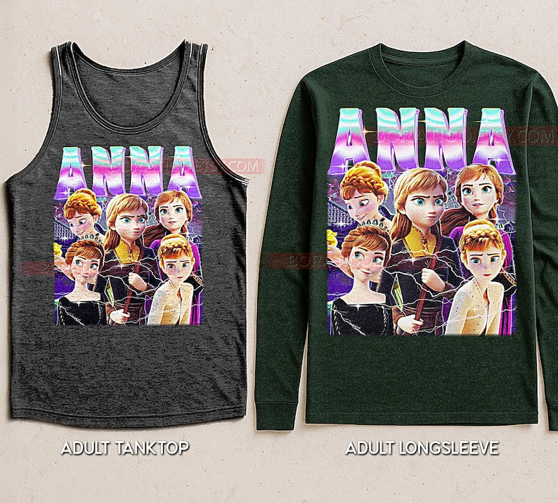 Anna, Frozen T-Shirt, Vintage Princess Animated Heroine Family Film Tee, 90s Retro Throwback, Anna, Frozen Sweater
