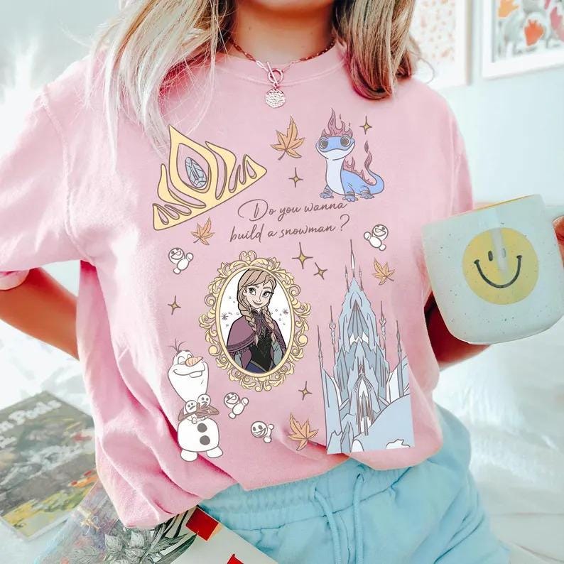Retro Frozen Anna Princess Coquette Bow Do You Wanna Build a Snowman Shirt, Elsa Disney Girls Shirt, Disneyland Girl Trip Shirt