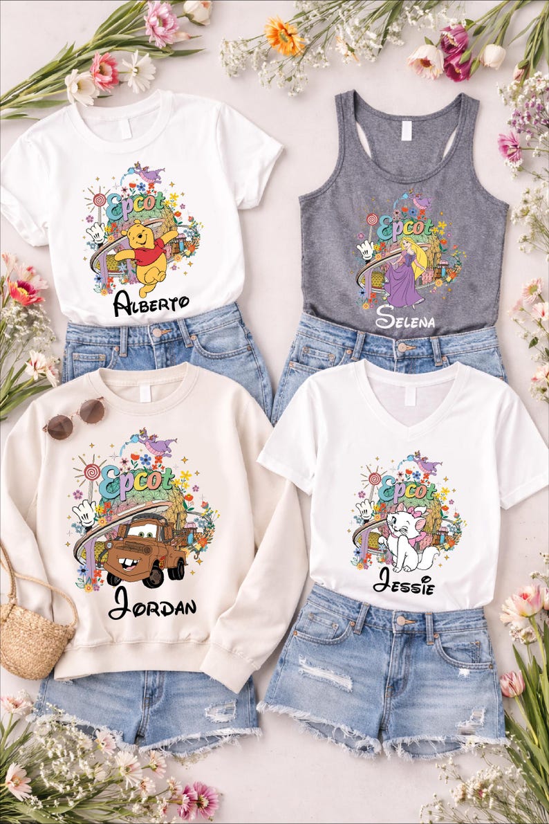 Personalized Disney Epcot Character Shirt, Custom Epcot Family Matching Tee, Disney World Trip Shirt