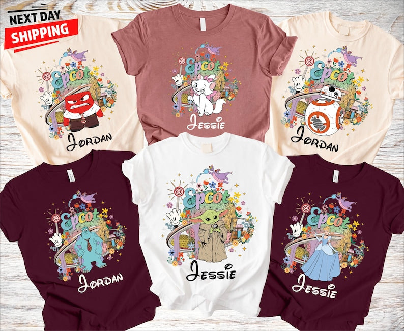 Personalized Disney Epcot Character Shirt, Custom Epcot Family Matching Tee, Disney World Trip Shirt