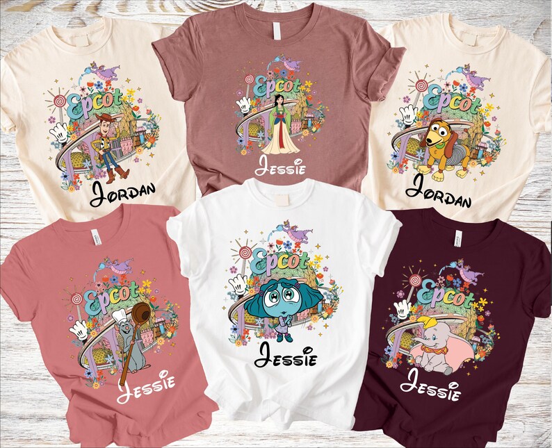 Personalized Disney Epcot Character Shirt, Custom Epcot Family Matching Tee, Disney World Trip Shirt