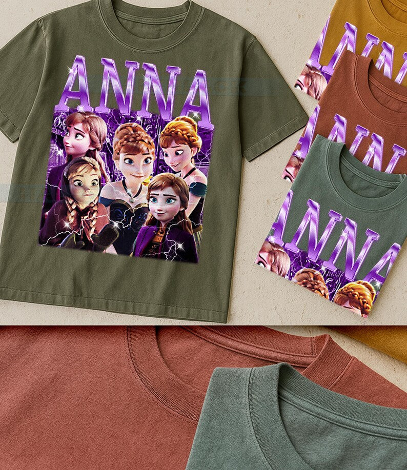 Anna Frozen Shirt, 90s Vintage Retro Bootleg Snow Princess T-Shirt, Ice Kingdom Sister Graphic Tee, Winter Fantasy Fan Apparel, #saf