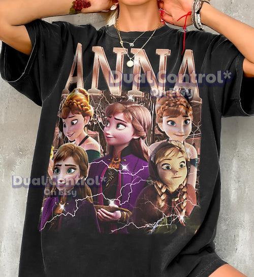 Anna Frozen Shirt, 90s Vintage Retro Bootleg Snow Princess T-Shirt, Ice Kingdom Sister Graphic Tee, Winter Fantasy Fan Apparel, #saf