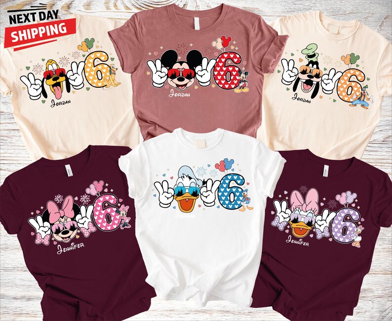 Disney Squad Matching Shirts 2026 - Personalized Mickey Minnie Donald Pluto Tees - Custom Names