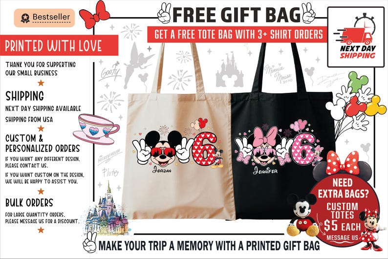 Disney Squad Matching Shirts 2026 - Personalized Mickey Minnie Donald Pluto Tees - Custom Names