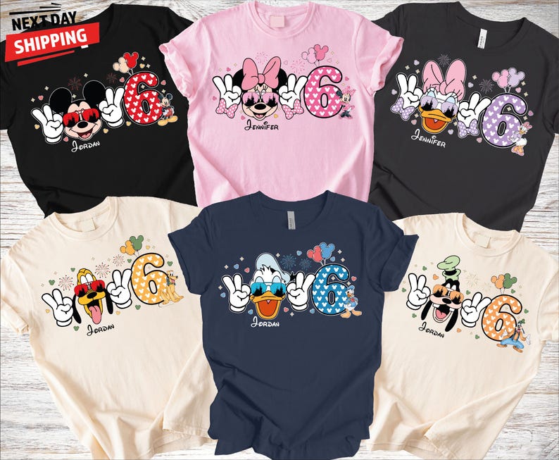 Disney Squad Matching Shirts 2026 - Personalized Mickey Minnie Donald Pluto Tees - Custom Names