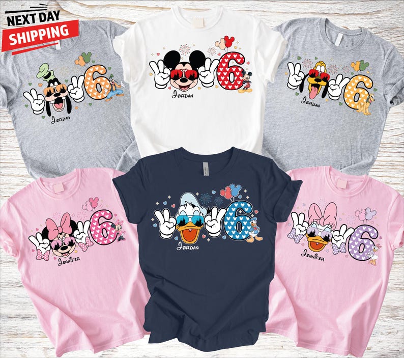 Disney Squad Matching Shirts 2026 - Personalized Mickey Minnie Donald Pluto Tees - Custom Names